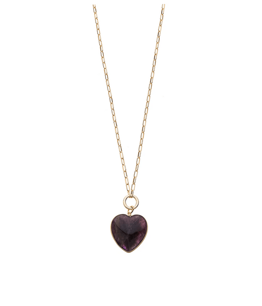 Amethyst Heart Pendant on Gold Plated Chain - Louise's Jewellery Box