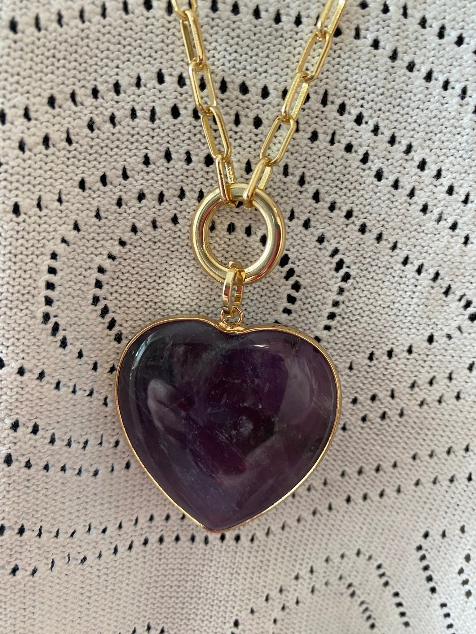 Amethyst Heart Pendant on Gold Plated Chain - Louise's Jewellery Box