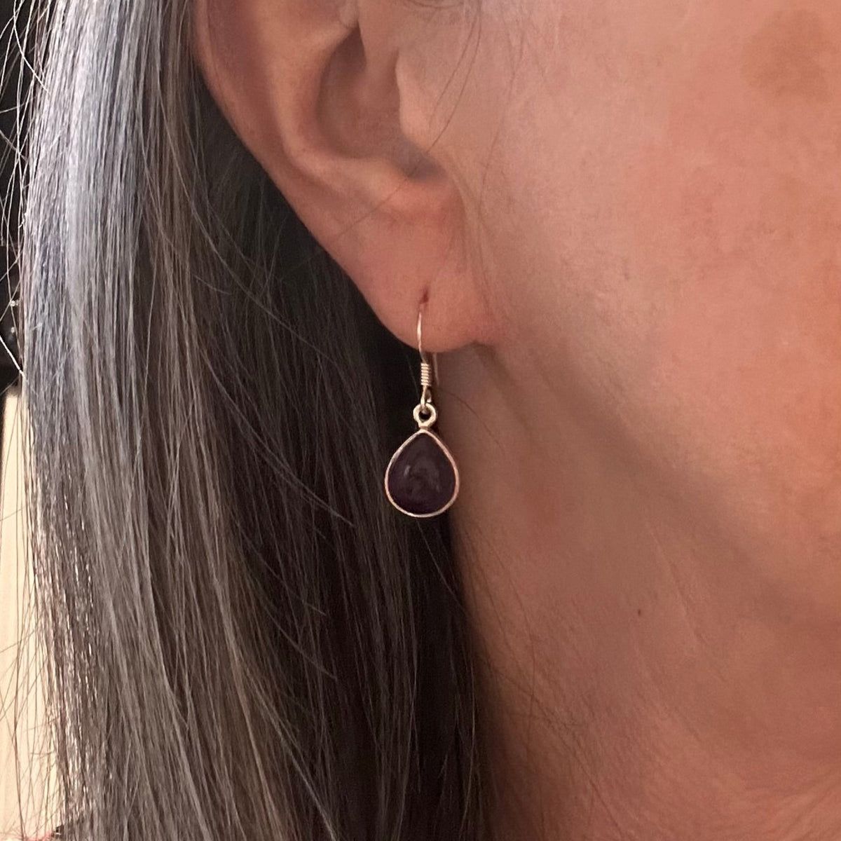 Amethyst Teardrop Earrings in Sterling Silver - Louise's Jewellery Box
