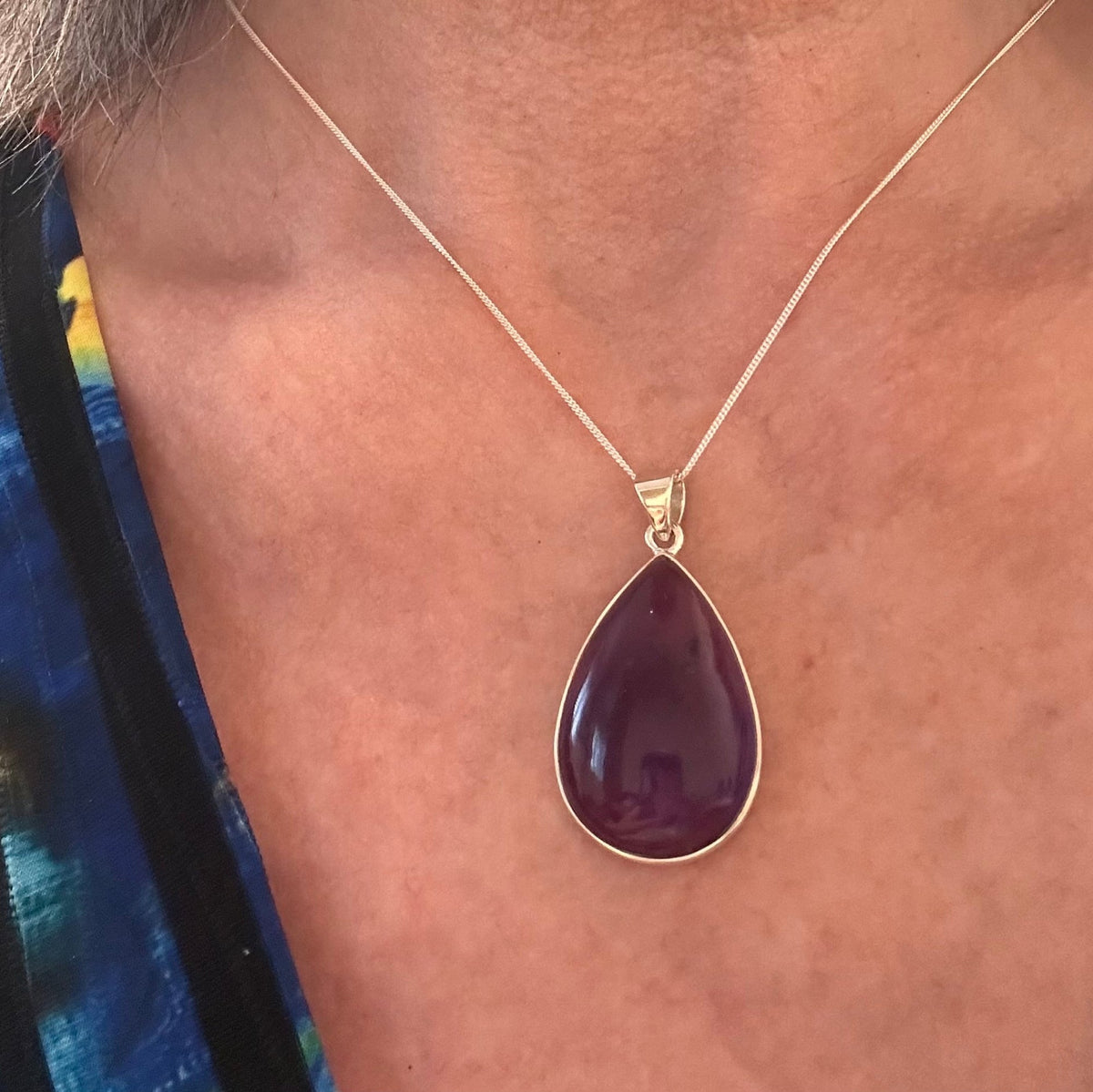 Amethyst Teardrop Pendant in Sterling Silver - Louise's Jewellery Box
