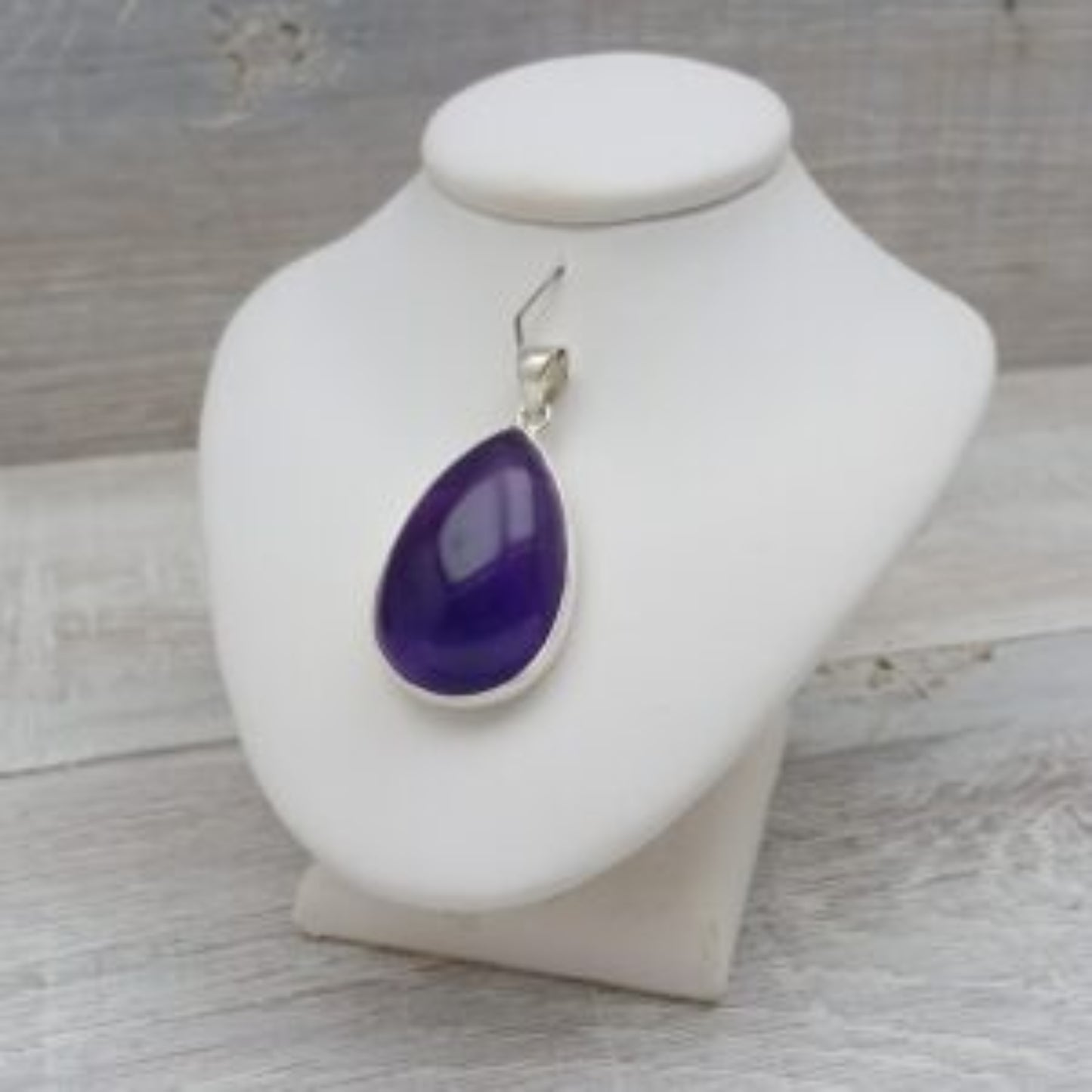 Amethyst Teardrop Pendant in Sterling Silver