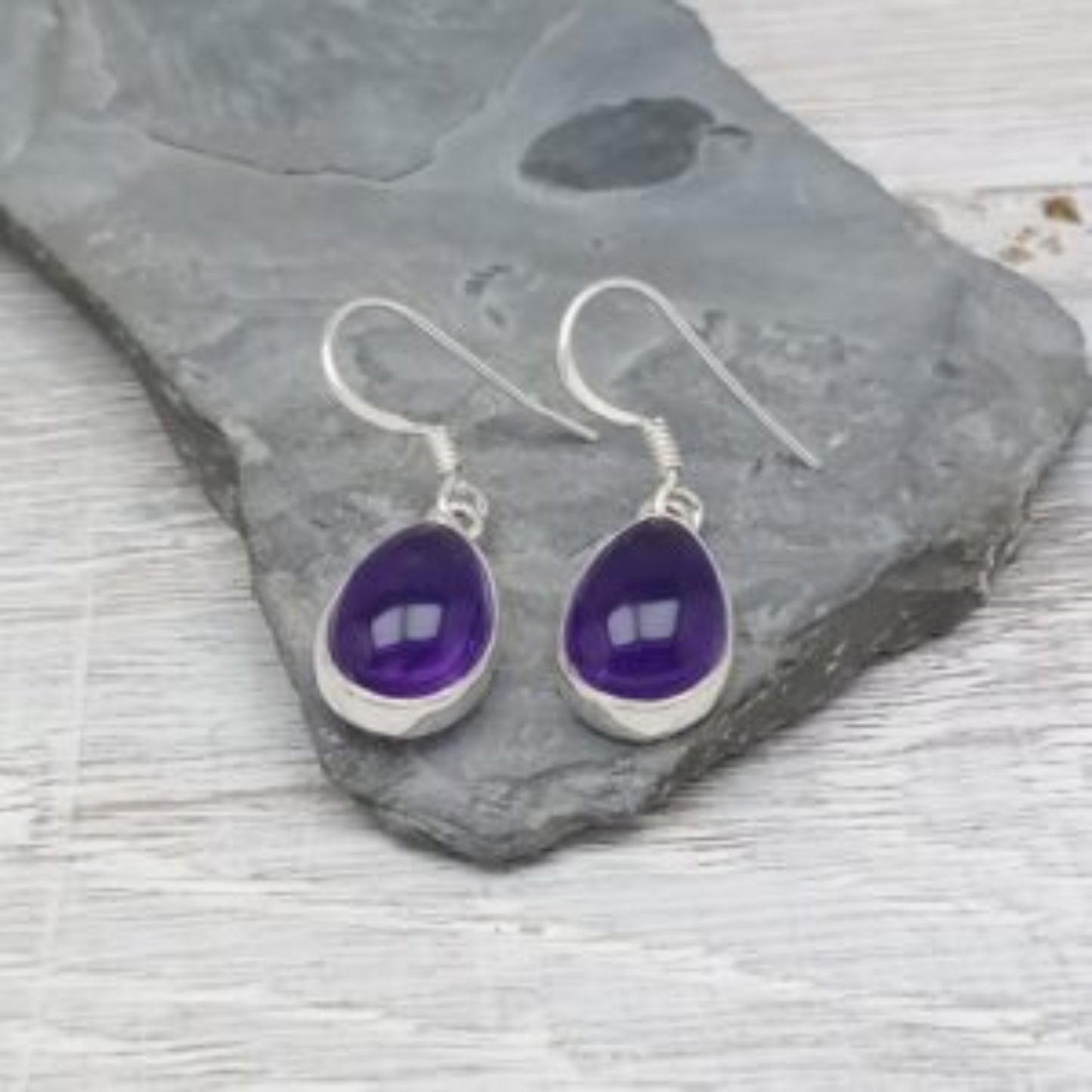 Amethyst Teardrop Earrings in Sterling Silver