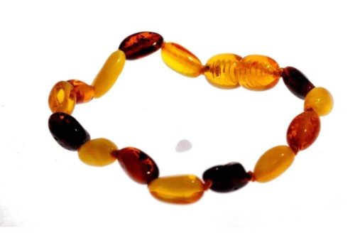Baltic Amber 20cm Bean Bracelet in Mixed Colours