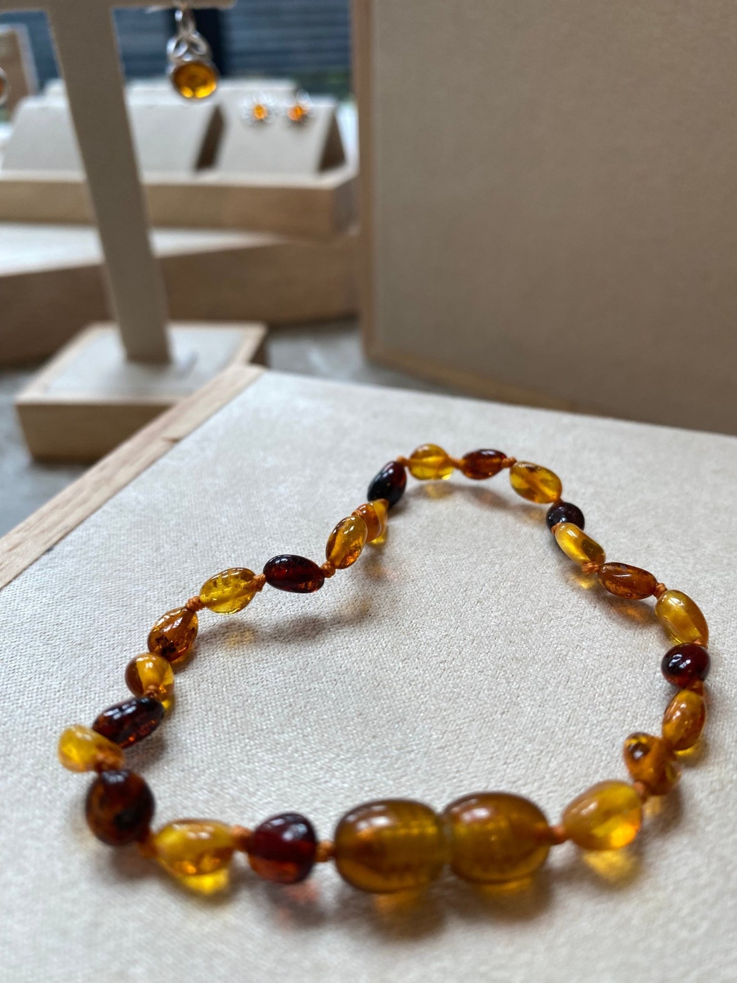 Baltic Amber Bean Bracelet in Mixed Colours - Louise's Jewellery Box