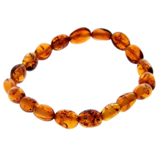 Baroque Cognac Baltic Amber Bead Bracelet - Louise's Jewellery Box