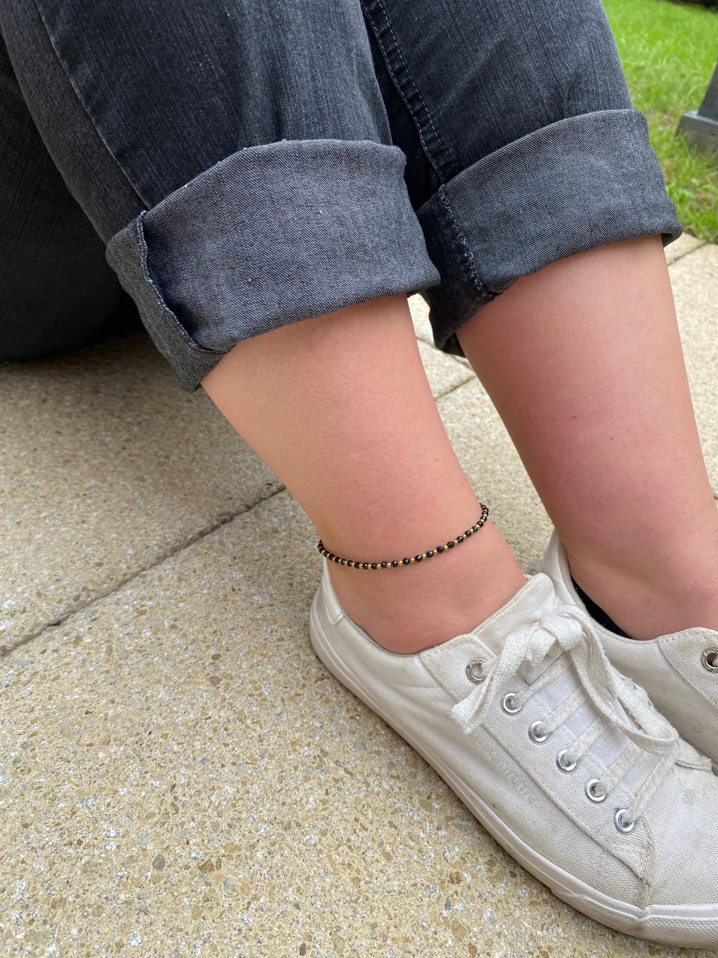 Black Spinel Crystal Healing Anklet for Inspiration - Louise's Jewellery Box