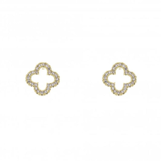 Camilla Gold and Crystal Quatrefoil Earrings - Louise's Jewellery Box