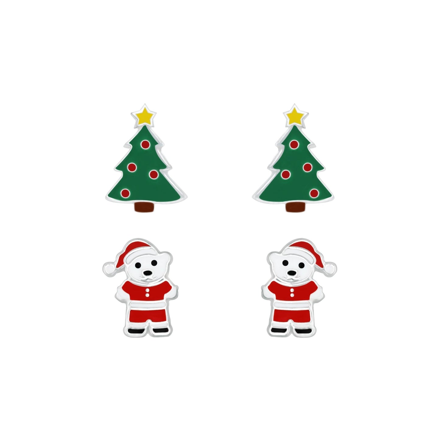 Children's Sterling Silver Christmas Ear Studs Set - Louise's Jewellery Box