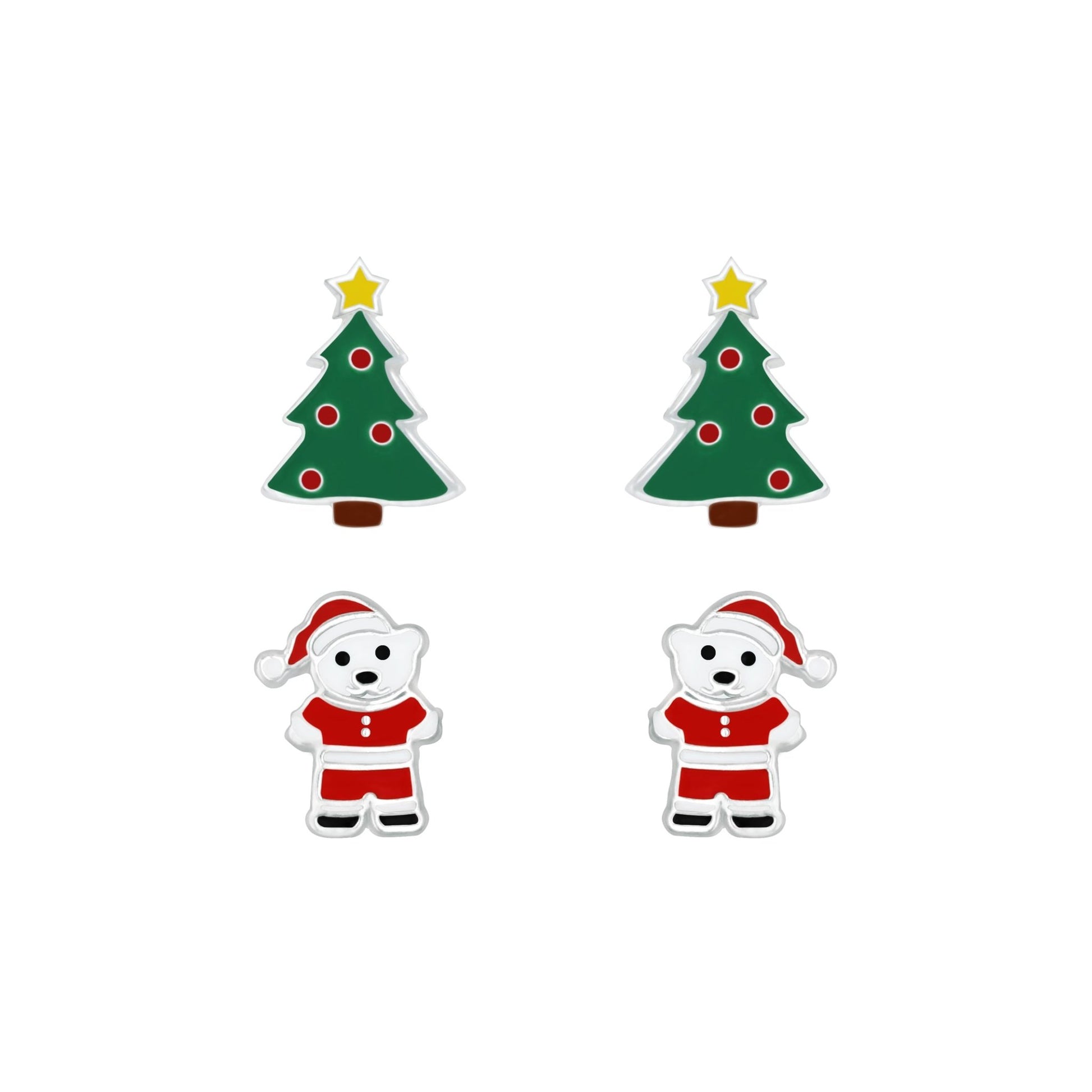 Children's Sterling Silver Christmas Ear Studs Set - Louise's Jewellery Box