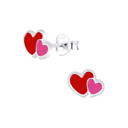 Children's Sterling Silver Double Heart Earrings - Louise's Jewellery Box