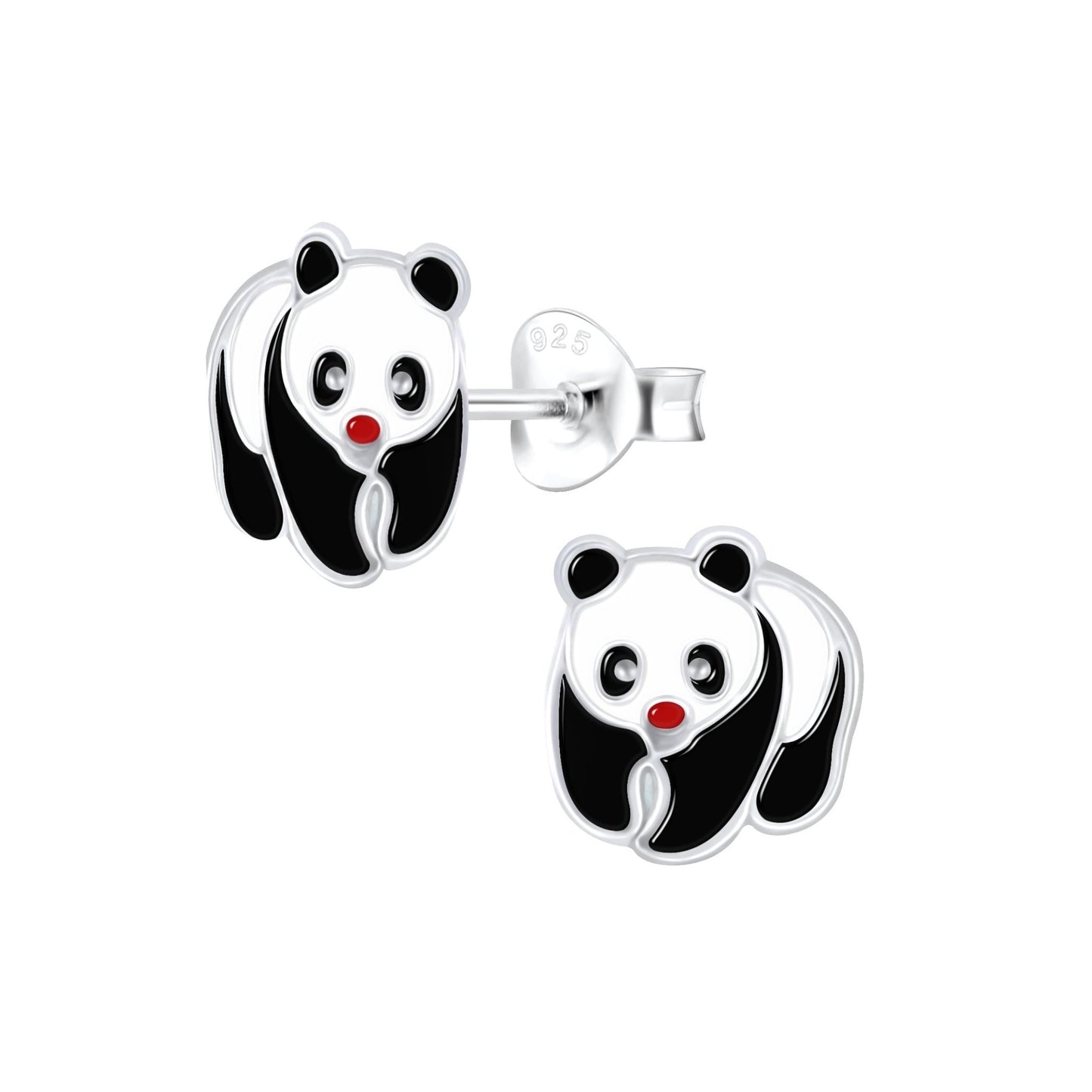 Children's Sterling Silver Panda Stud Earrings and Pink Cord Bracelet Set - Louise's Jewellery Box