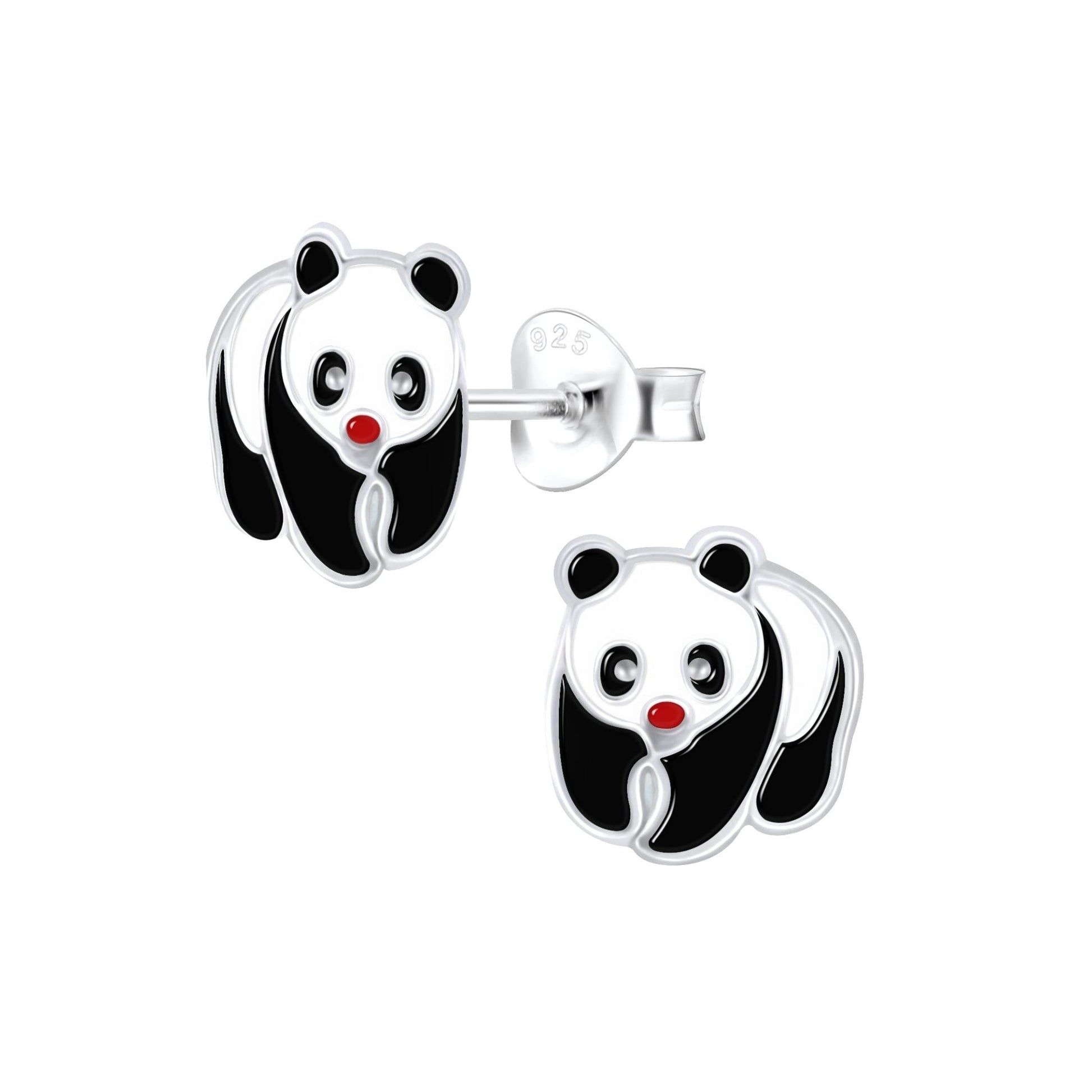 Children's Sterling Silver Panda Stud Earrings and Pink Cord Bracelet Set - Louise's Jewellery Box
