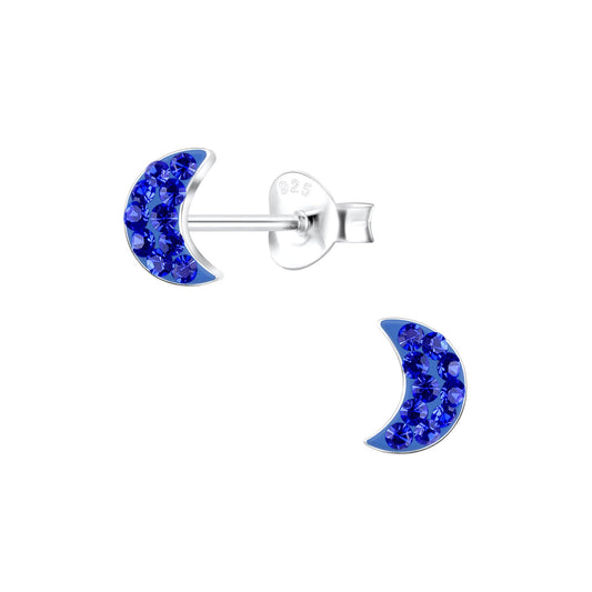 Children's Sterling Silver Sapphire Blue Moon Stud Earrings - Louise's Jewellery Box