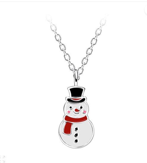 Children's Sterling Silver Snowman Necklace - Louise's Jewellery Box