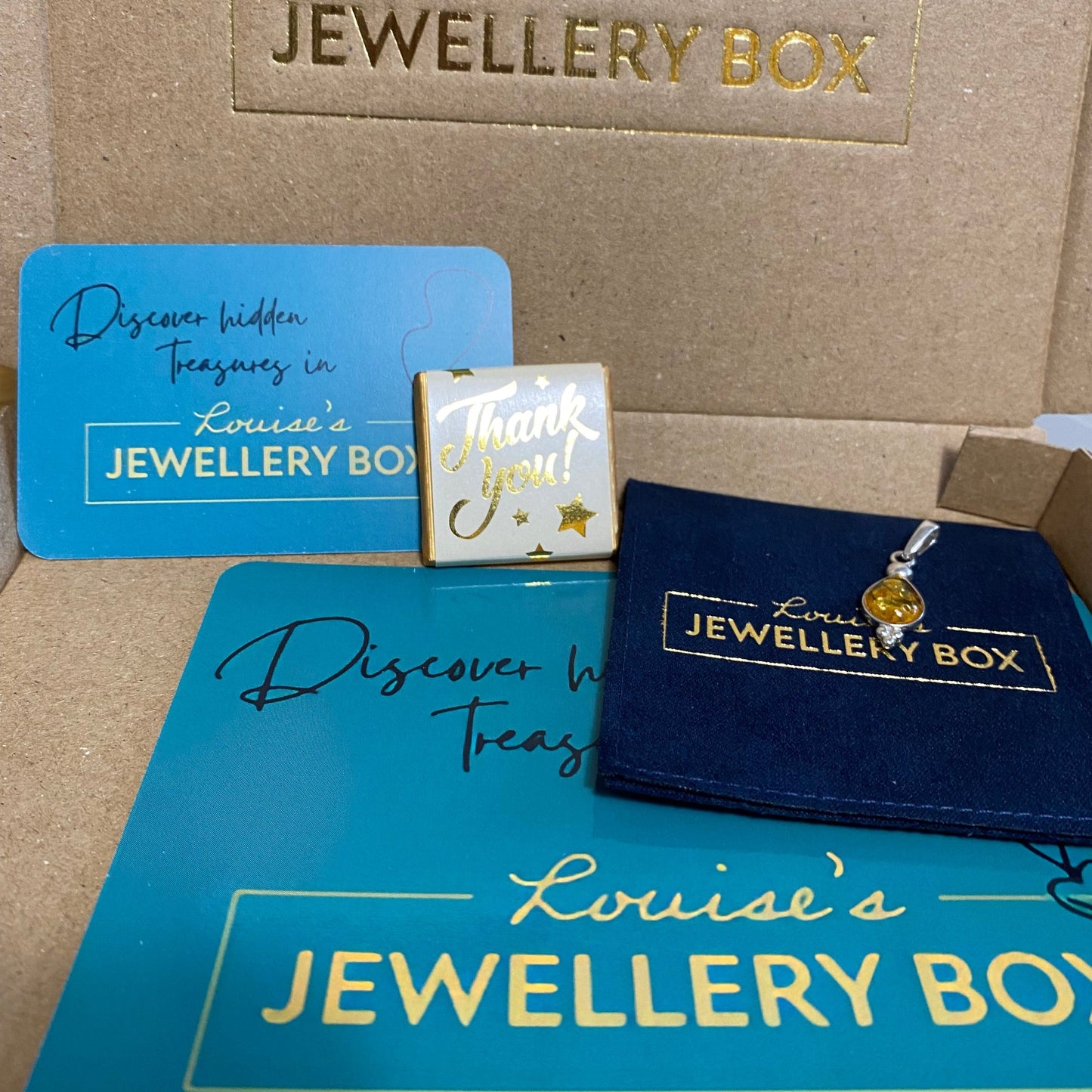 Classic Teardrop Pendant in Sterling Silver with Honey Baltic Amber - Louise's Jewellery Box