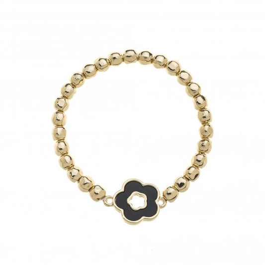 Daisy Black Flower Stretch Bracelet - Louise's Jewellery Box