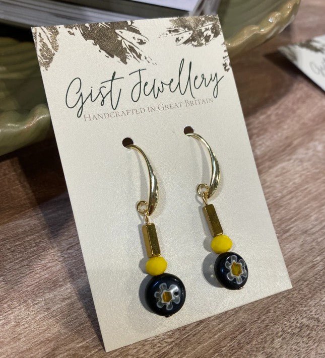 Daisy Glass Earrings in Gold Plate - Louise's Jewellery Box
