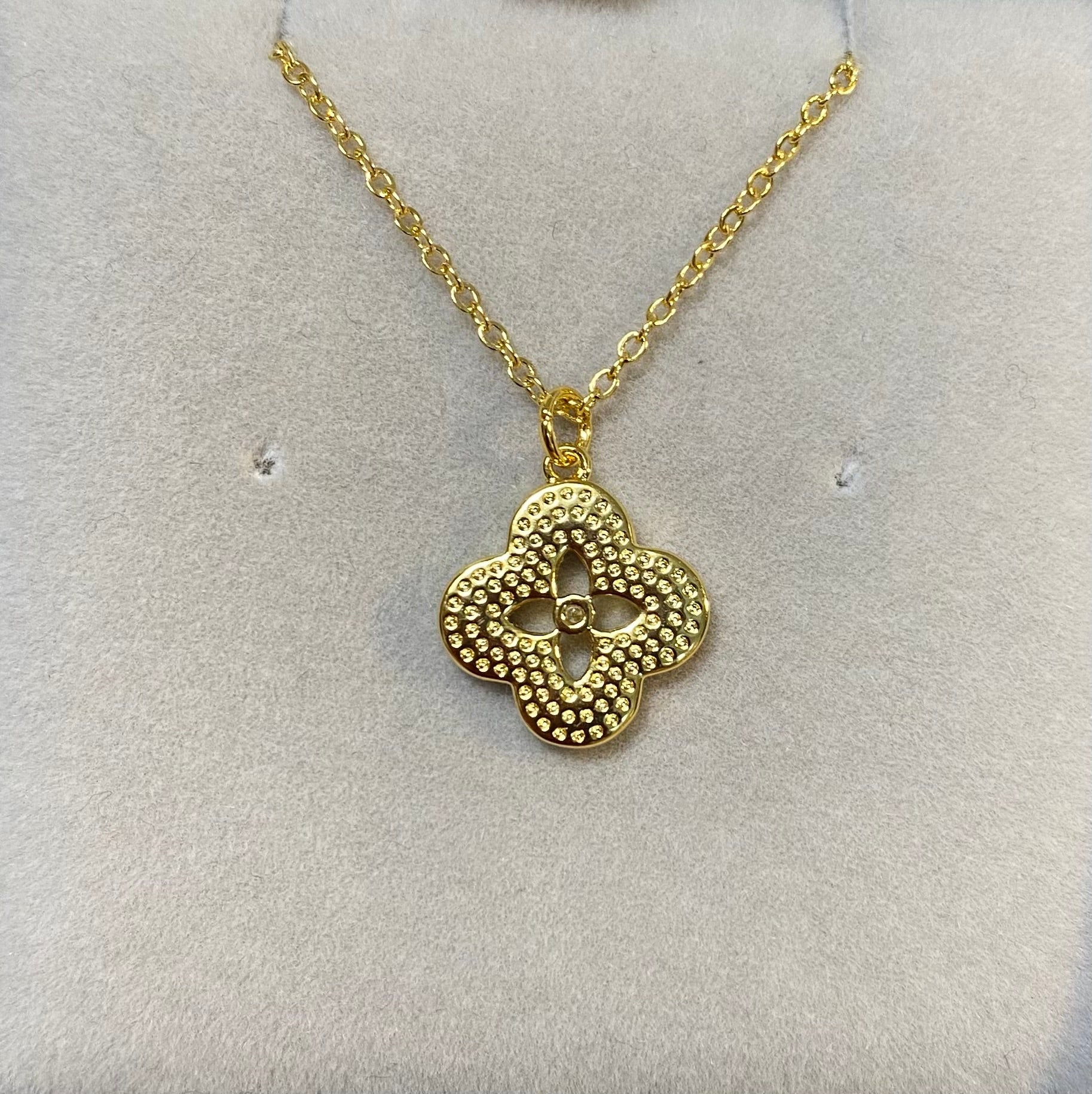 Designer Inspired Blue Clover Gold Plated Necklace - Louise's Jewellery Box