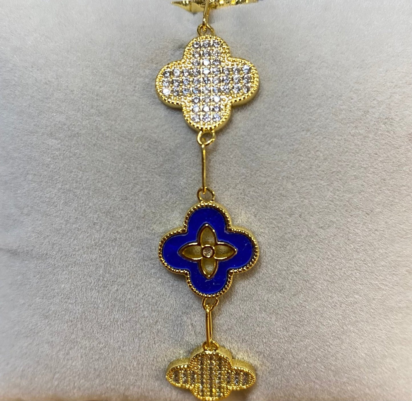 Designer Inspired Blue Enamel and Crystal Gold Plated Bracelet - Louise's Jewellery Box