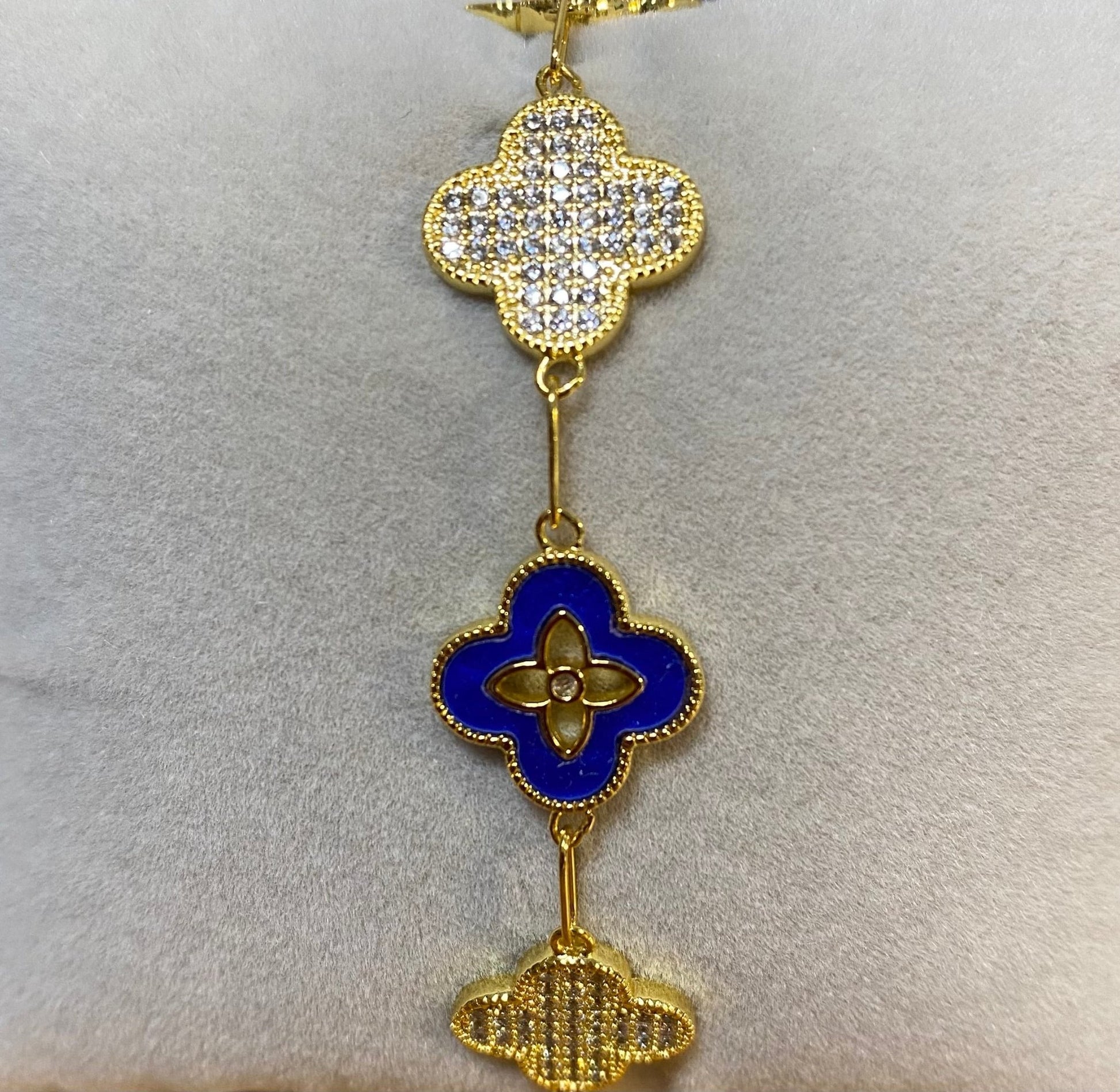 Designer Inspired Blue Enamel and Crystal Gold Plated Bracelet - Louise's Jewellery Box