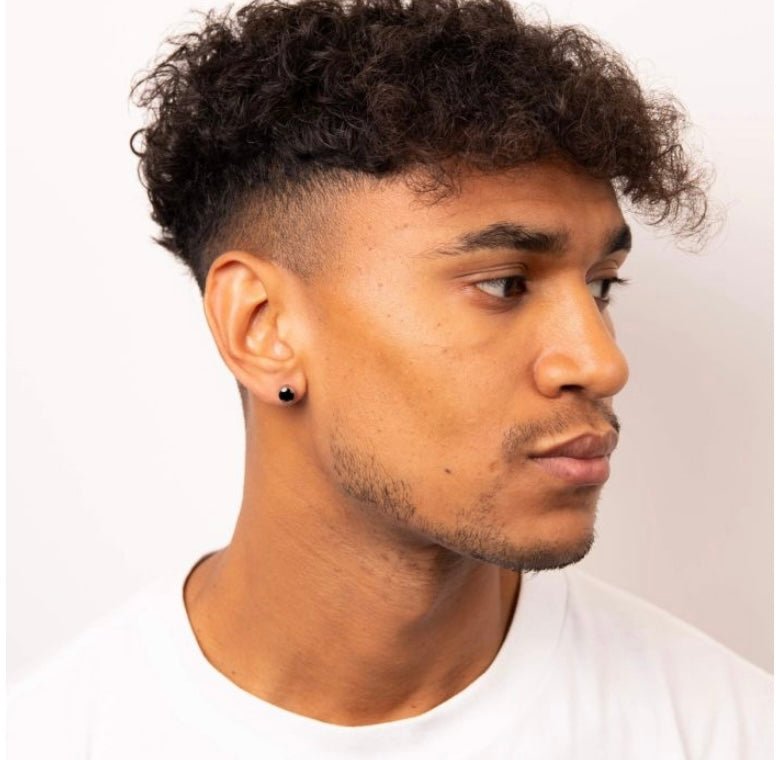 Fred Bennett Bezel Set Stud Earrings with Black CZ - Louise's Jewellery Box