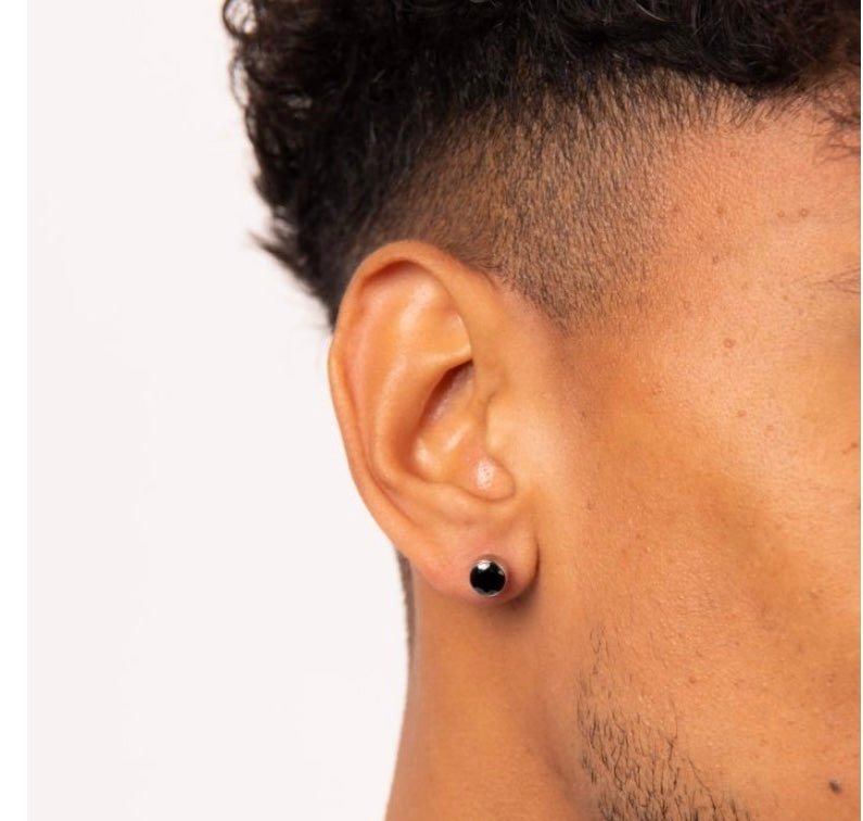 Fred Bennett Bezel Set Stud Earrings with Black CZ - Louise's Jewellery Box