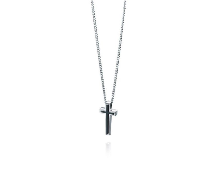 Fred Bennett Black IP Detail Cross Pendant - Louise's Jewellery Box