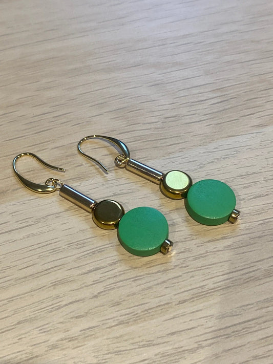 Gist Jewellery Green and Gold Earrings - Louise's Jewellery Box