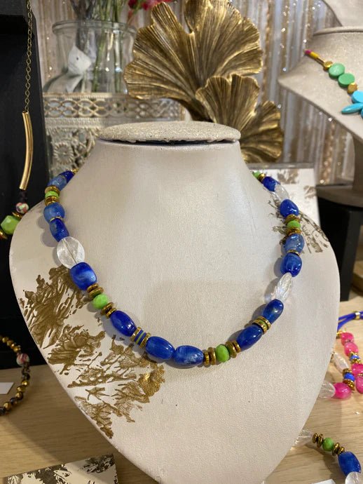 Gist Jewellery Royal Blue and Green Cord Adjustable Necklace - Louise's Jewellery Box