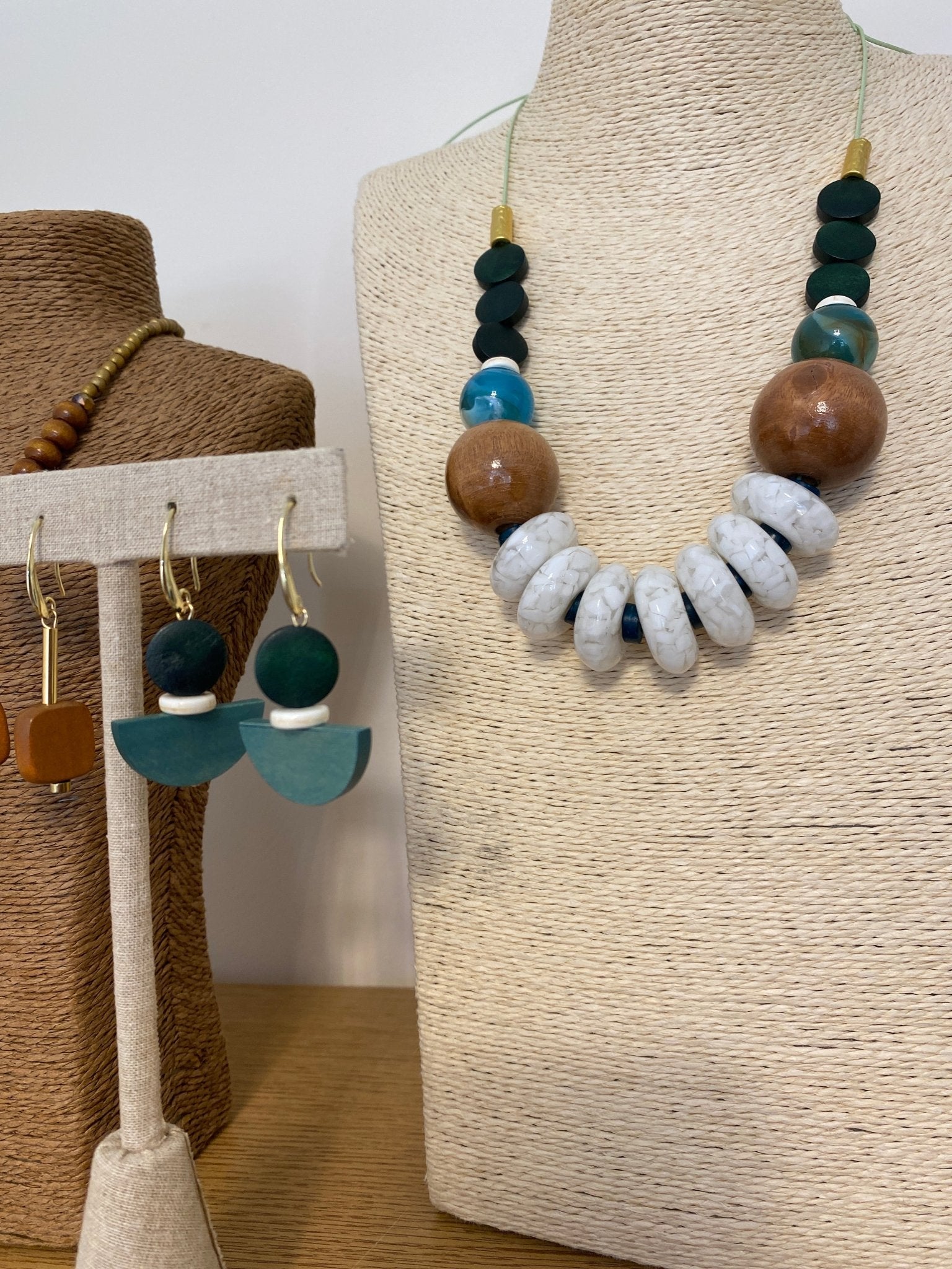 Gist Jewellery Turquoise and Green Painted Wood Earrings - Louise's Jewellery Box