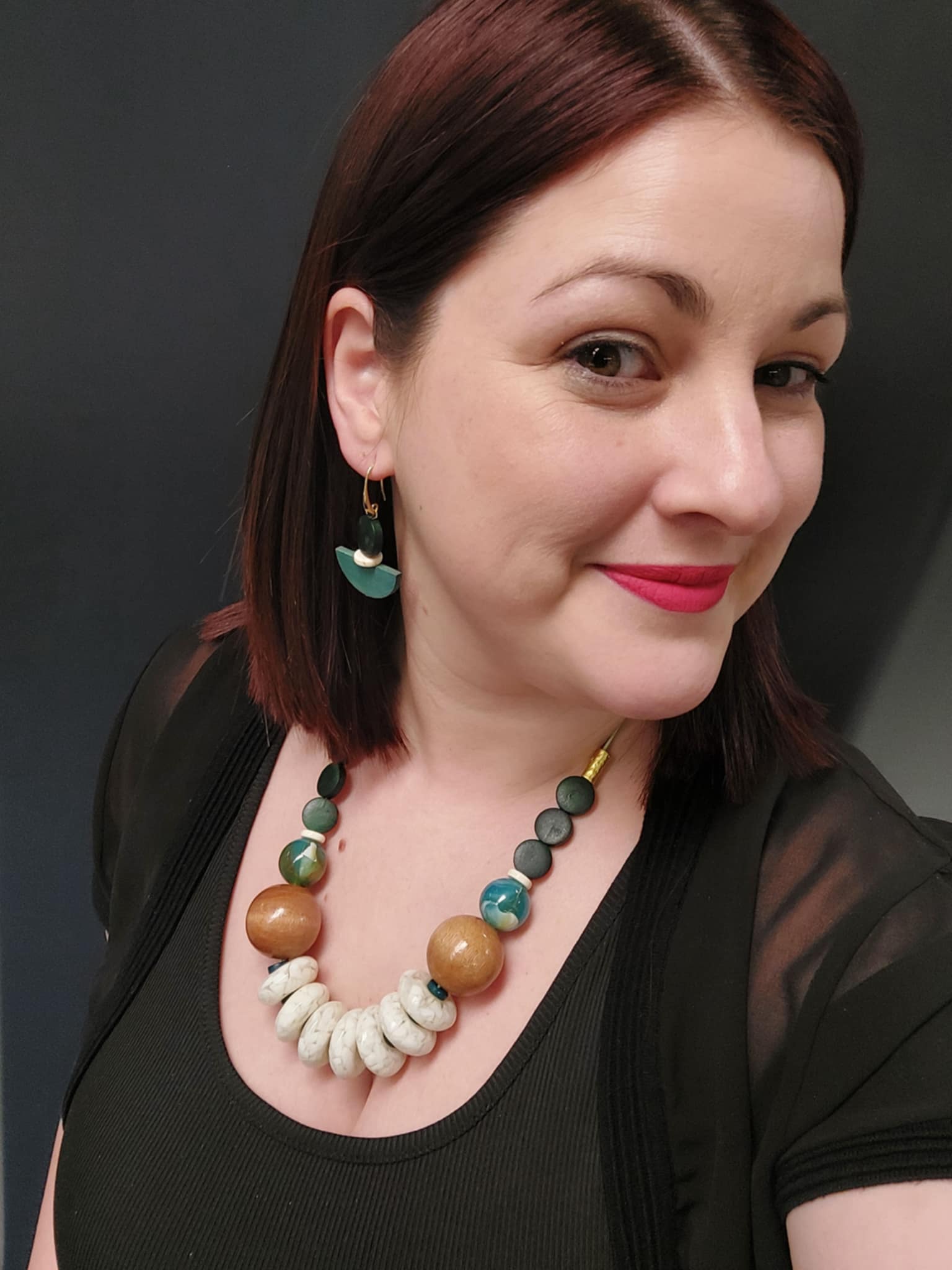 Gist Jewellery Turquoise and Green Painted Wood Earrings - Louise's Jewellery Box