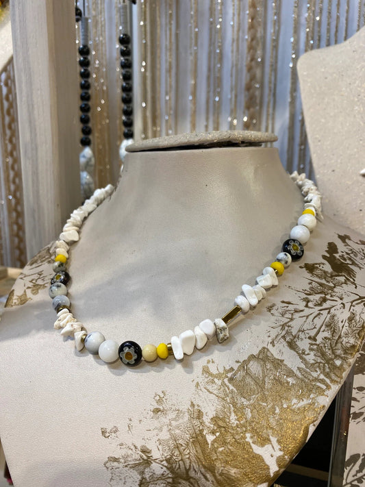 Gist Jewellery White, Black and Yellow Necklace - Louise's Jewellery Box