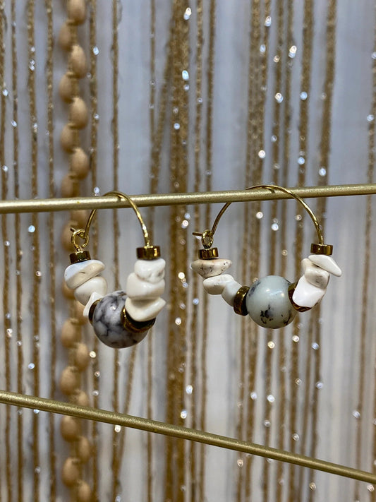 Gist Jewellery White Opal Hoop Earrings - Louise's Jewellery Box