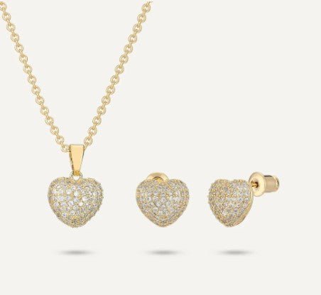 Gold Crystal Heart Box Set - Louise's Jewellery Box
