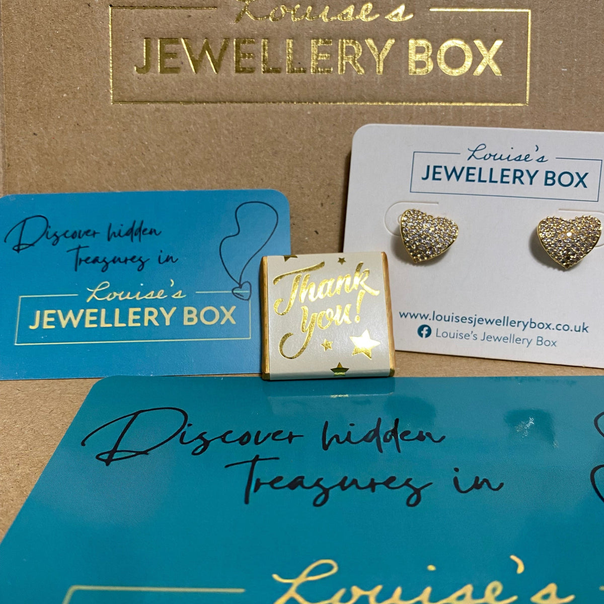 Gold Plated, Crystal Encrusted Heart Earrings - Louise's Jewellery Box