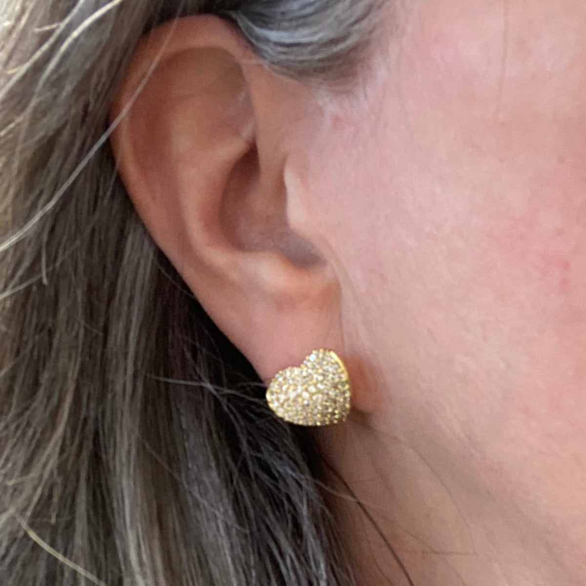 Gold Plated, Crystal Encrusted Heart Earrings - Louise's Jewellery Box