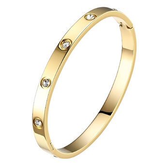 Gold Waterproof Bangle with CZs