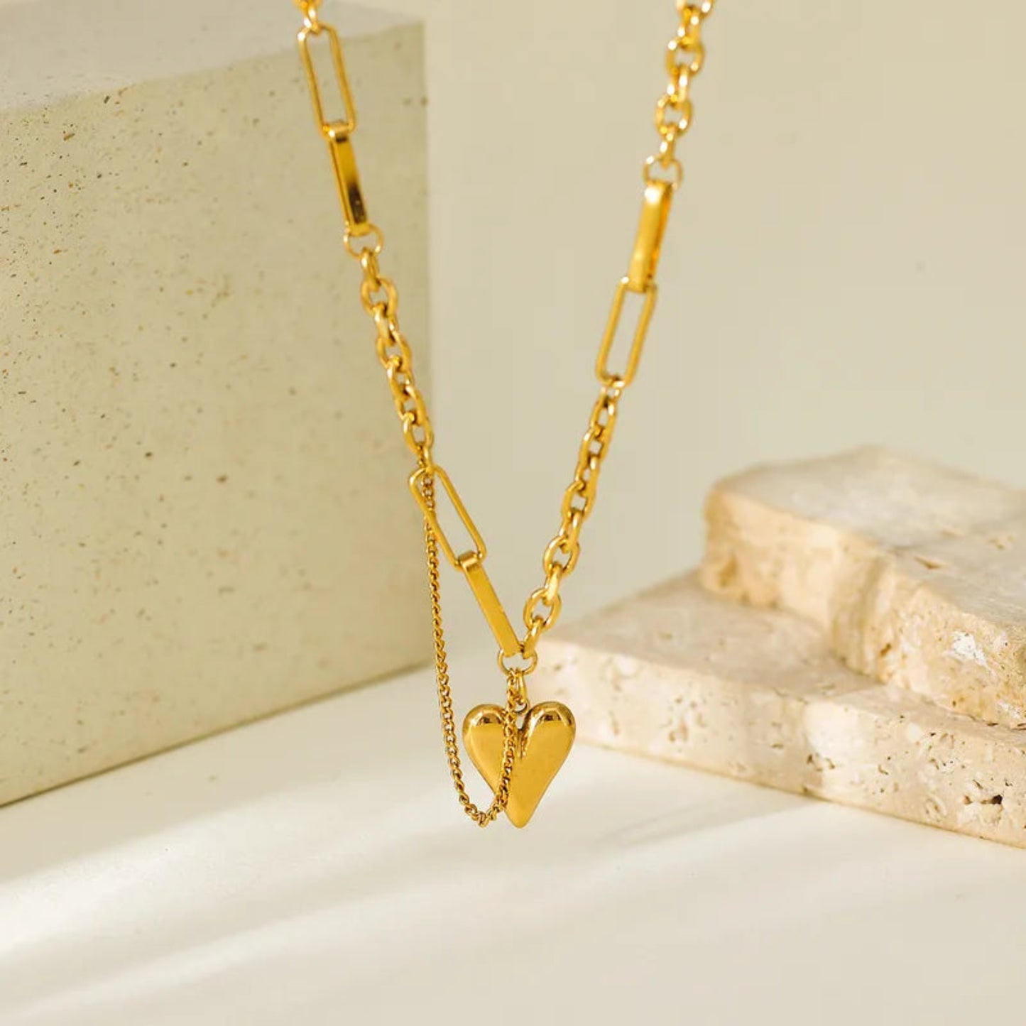 Waterproof Gold Plated Necklace with Heart Detail