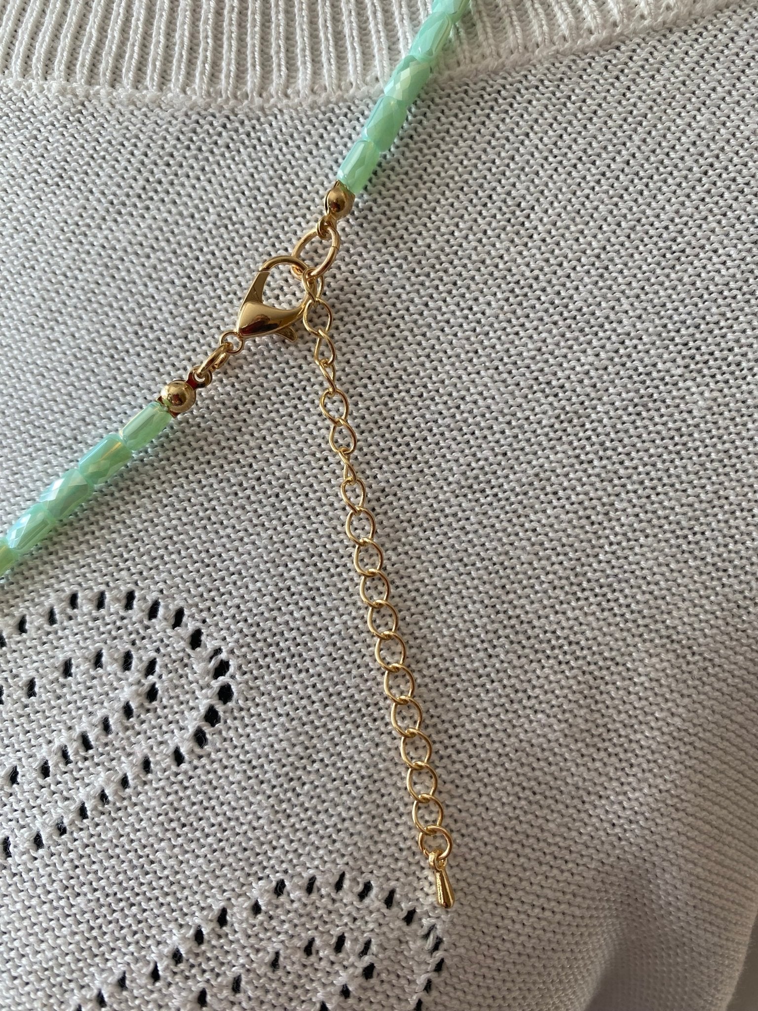 Green Aventurine Long Necklace in Gold Plating - Louise's Jewellery Box