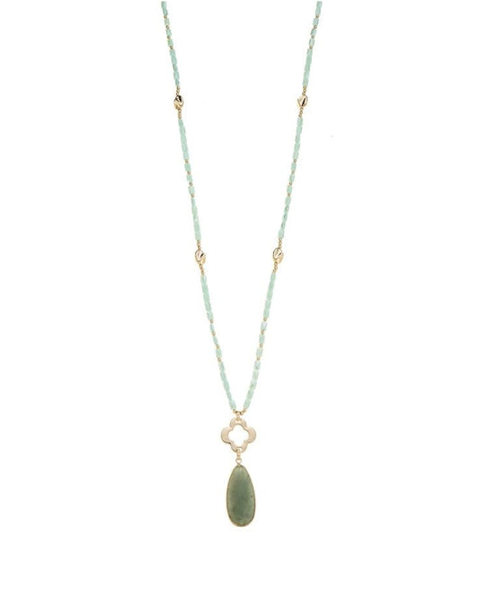 Green Aventurine Long Necklace in Gold Plating - Louise's Jewellery Box