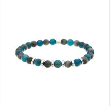 Hawks Eye Teal Stone Bracelet with Silver Plating