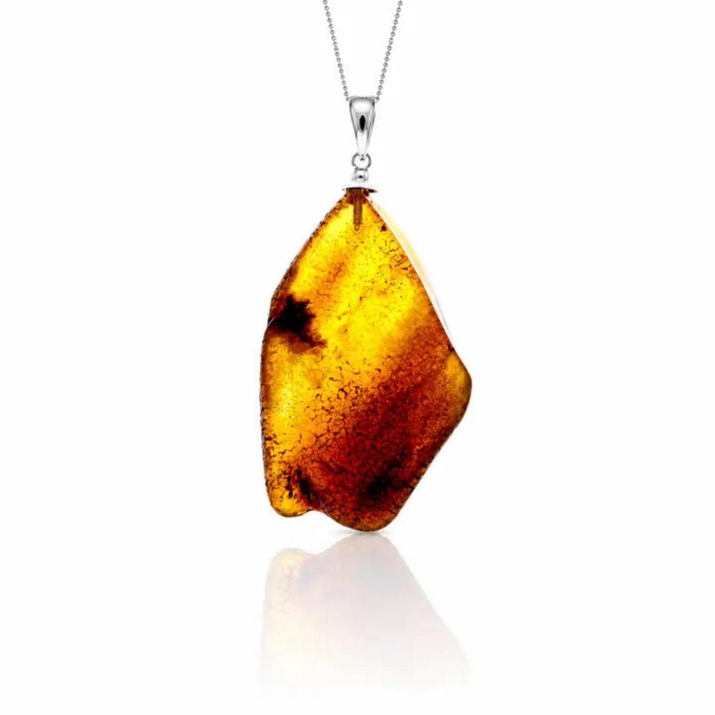 Natural Cognac Baltic Amber Pendant with Sterling Silver