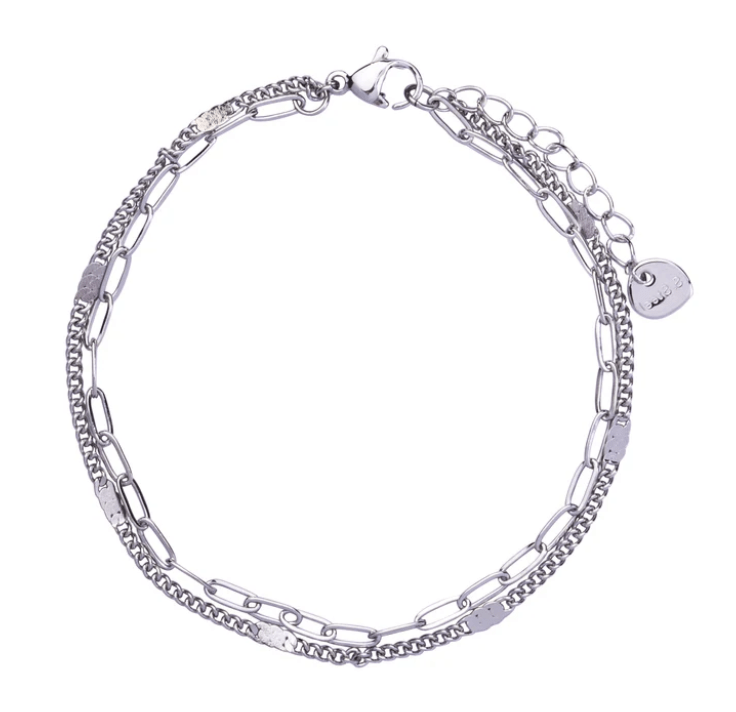 Keira Double Bracelet in Stainless Steel - Louise's Jewellery Box