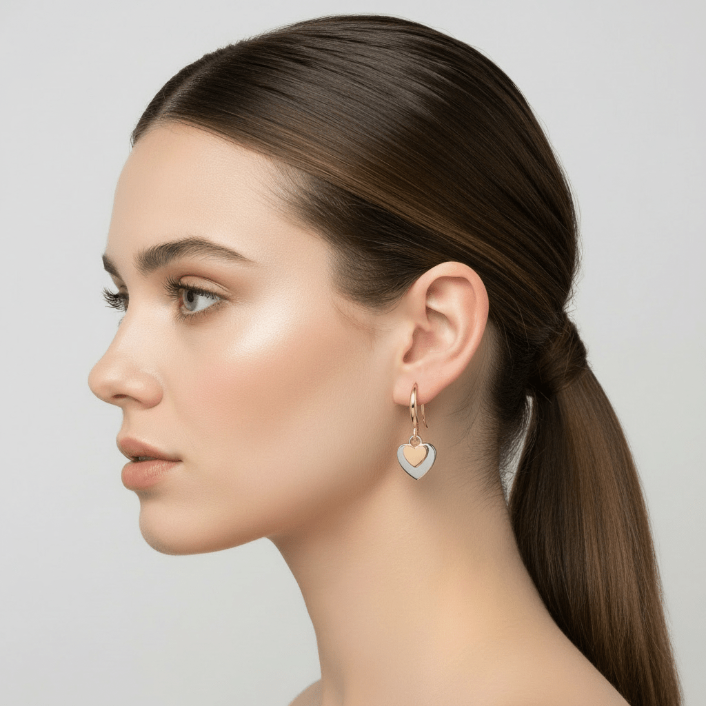 Keira Mixed Heart Duo Earrings In Gold & Silver - Louise's Jewellery Box