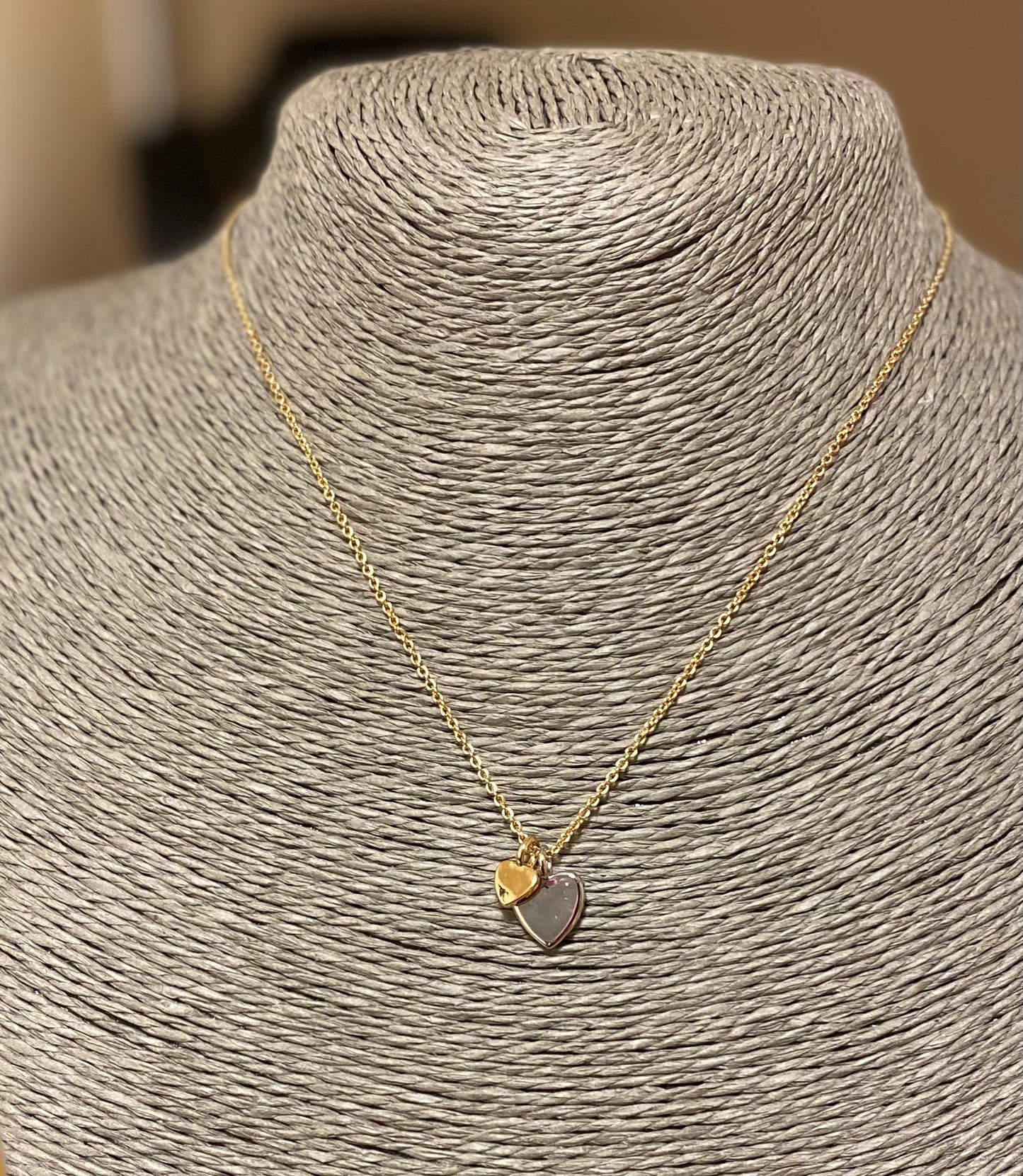 Keira Mixed Heart Duo Necklace In Gold & Rhodium Plate - Louise's Jewellery Box