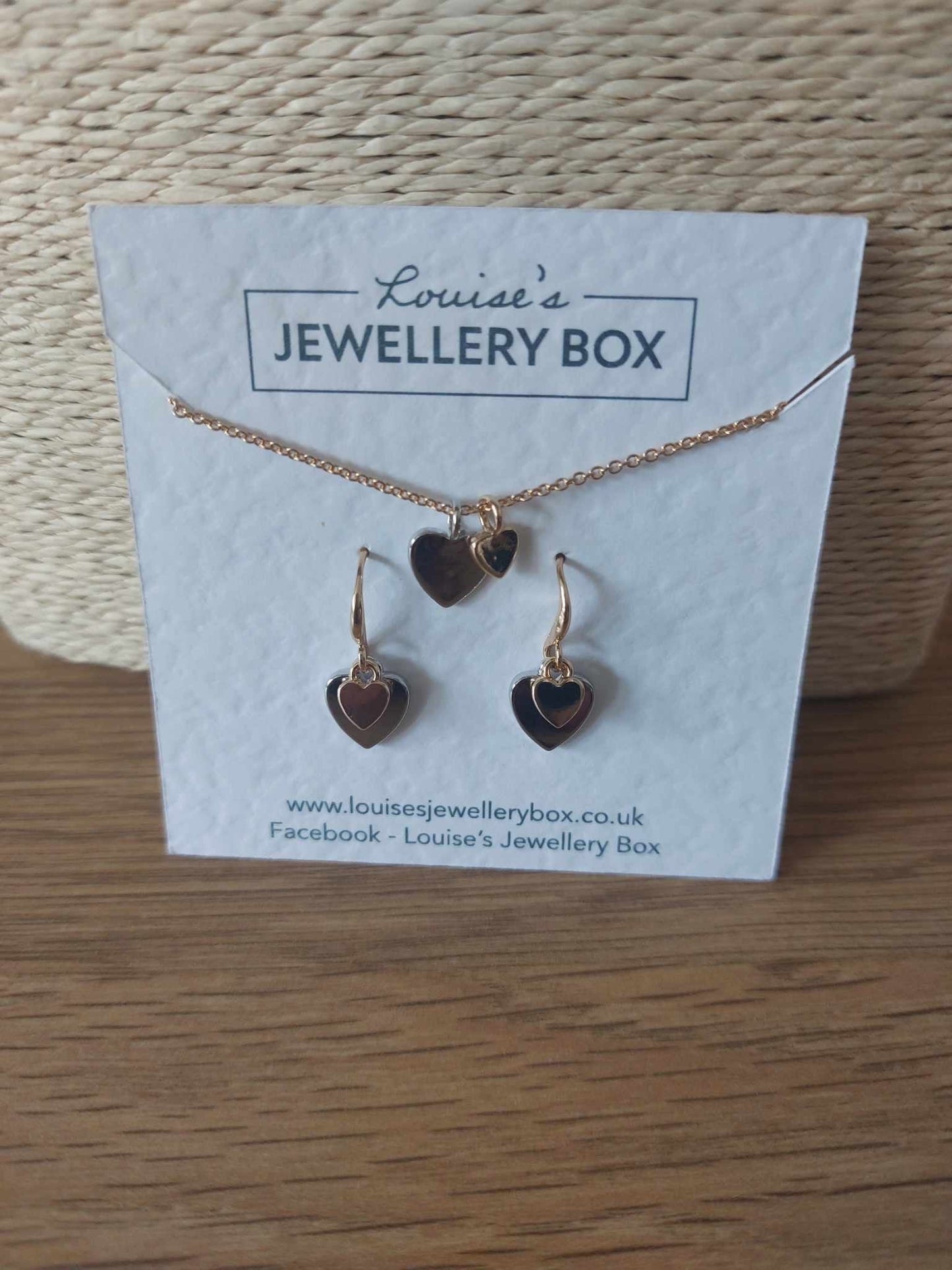 Keira Mixed Heart Duo Necklace In Gold & Rhodium Plate - Louise's Jewellery Box