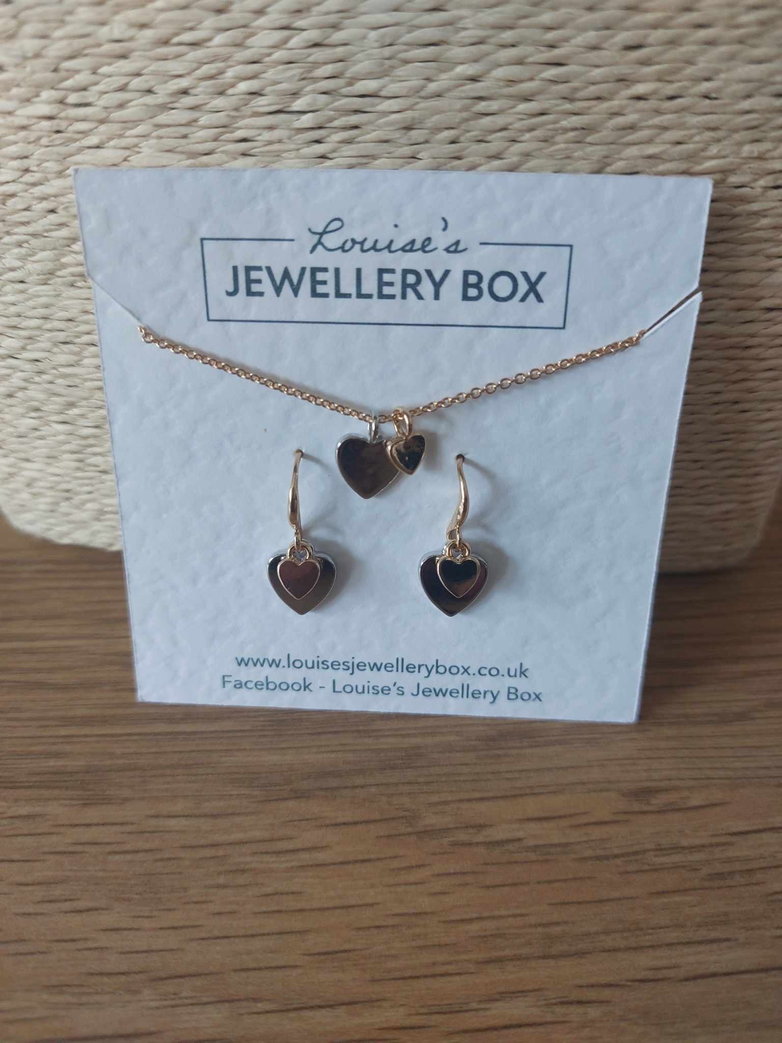 Keira Mixed Heart Duo Necklace In Gold & Rhodium Plate - Louise's Jewellery Box