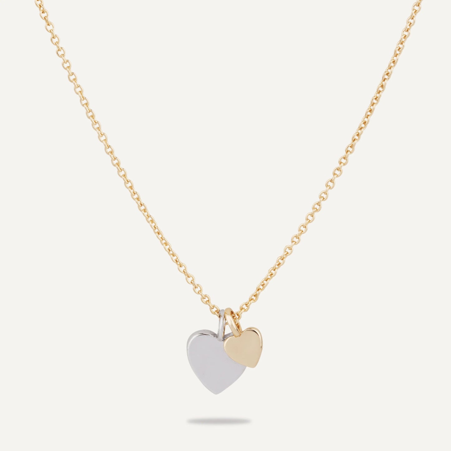 Keira Mixed Heart Duo Necklace In Gold & Rhodium Plate - Louise's Jewellery Box