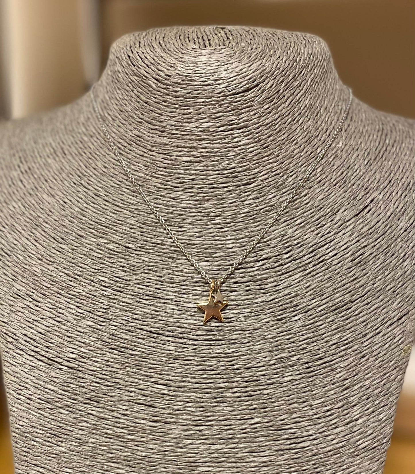 Keira Rhodium and Gold Plated Mixed Star Necklace - Louise's Jewellery Box