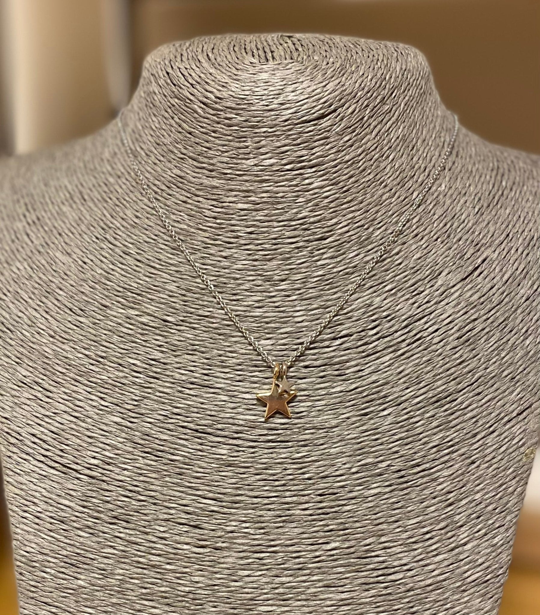 Keira Rhodium and Gold Plated Mixed Star Necklace - Louise's Jewellery Box